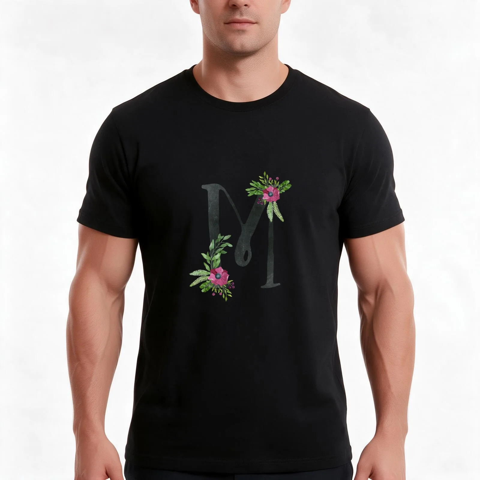Monogram M with Floral Wreath Men T Shirt man t shirt luxury