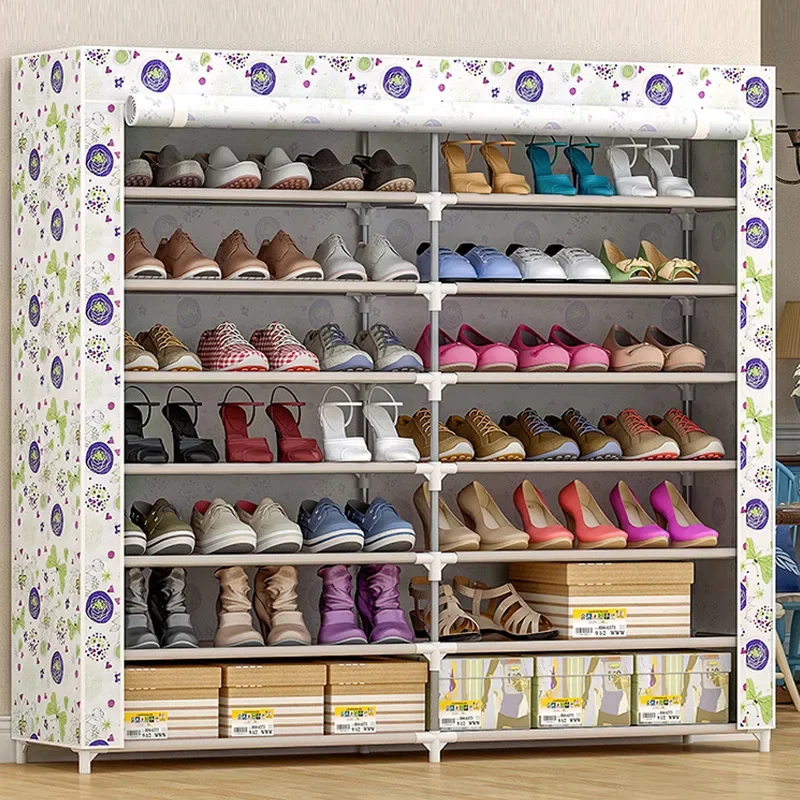 Simple Multi-layer Household Single and Double Rows of Dust-proof Assembled Shelves, Large-capacity Storage Cloth Shoe Cabinets