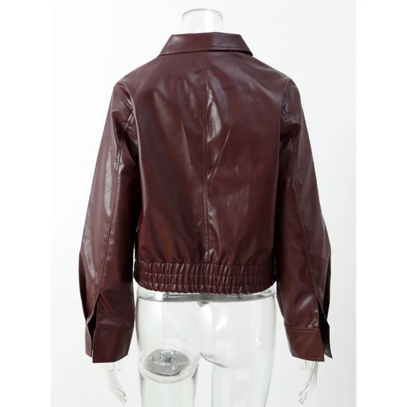 European American Cross-border New Fashion Femininity Commuter Street Loose Coat Individuality Lapel Zipper Long-sleeved Jacket