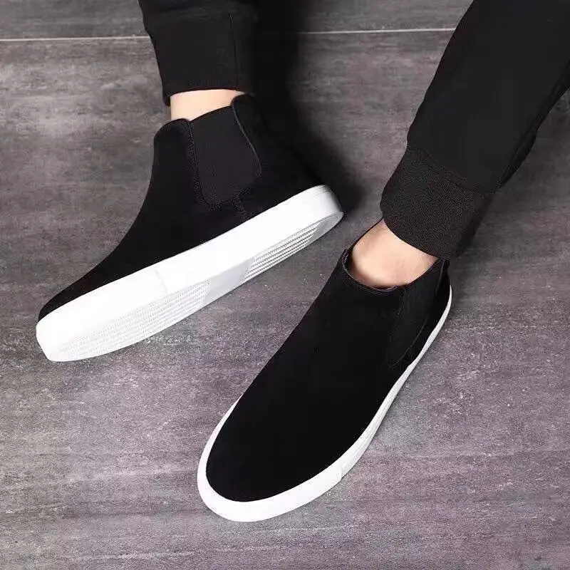 

Men's Chelsea Boots 2025 New Winter Black High Top Cotton Shoes with Fleece Lining Trendy Winter Footwear for Men
