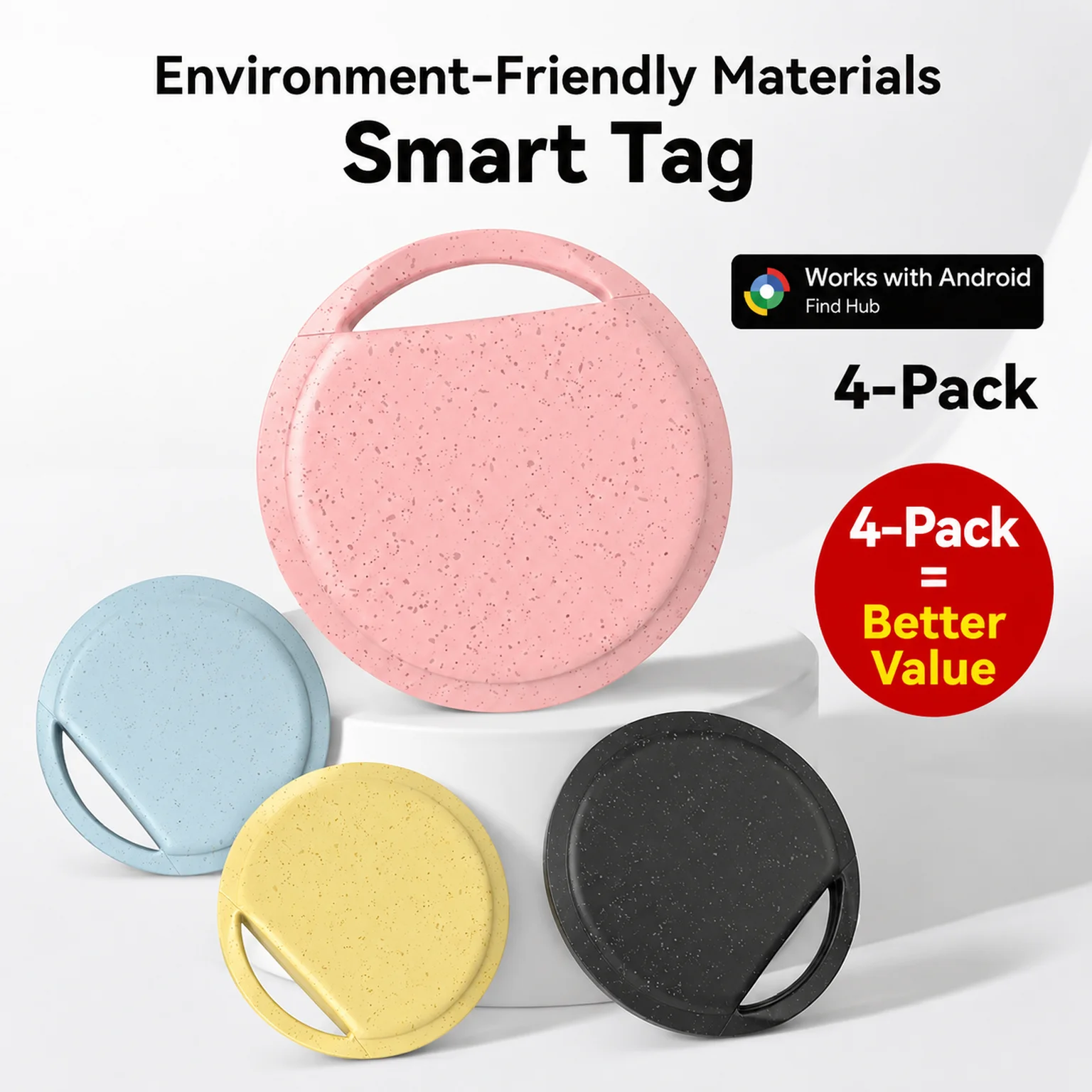 4er-Pack Anti-Verlust-Tracker Kompatibel mit Google's Find Hub App Intelligente Positionierung für Taschen Gepäck Android-Ortungsgeräte für Pixel Xiaomi GMS