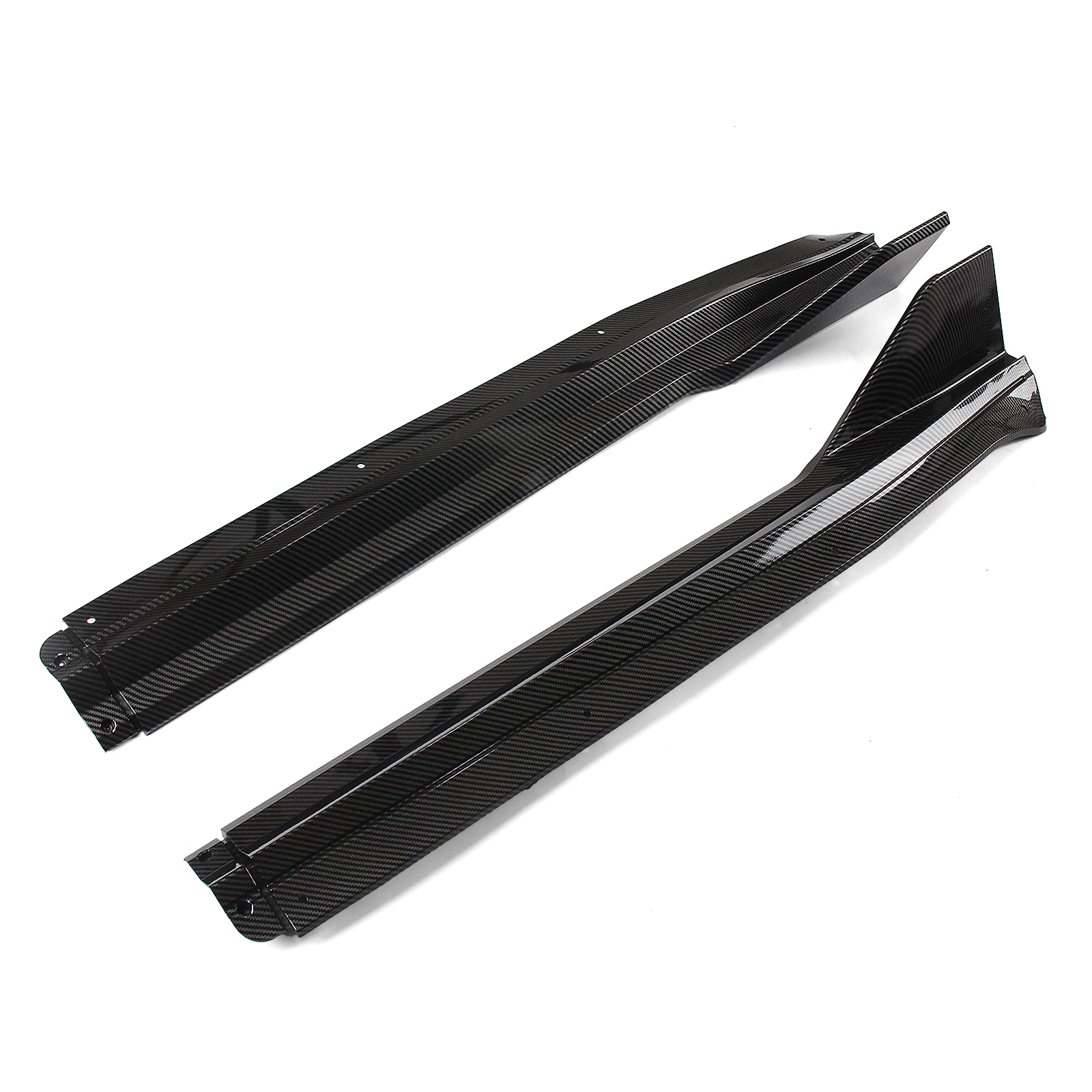 For Tesla Model 3 2017-2023 Carbon Fiber Look/Gloss Black Car Exterior Side Skirts Extension Rocker Panel Kit