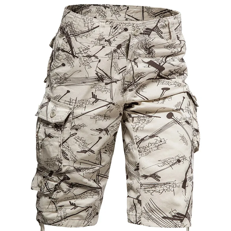 New Summer Men Multiple Pockets Cargo Shorts Pants Quality Cotton Man Camouflage Tooling Shorts Male Loose Casual Shorts 44