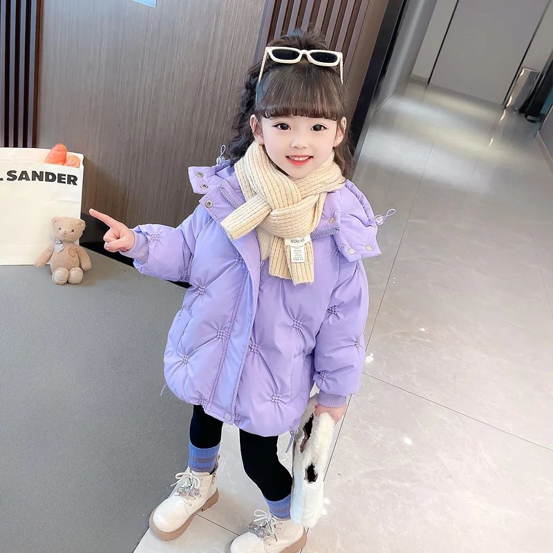 

Girls Down Coat Jacket Cotton Windbreak 2023 Charming Warm Plus Thicken Velvet Winter Children's Clothing -10 Degrees Below Zero