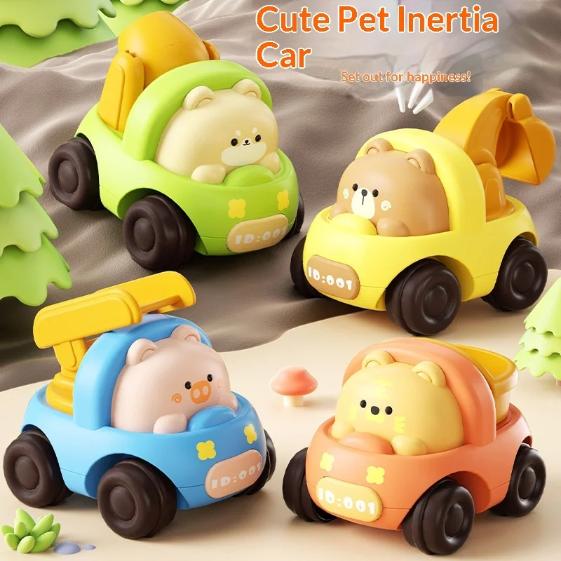 Inertial Force Engineering Vehicle Toys for Toddlers 0-3 - Push & Go Excavator Set Interactive Educational Boy girl Gifts