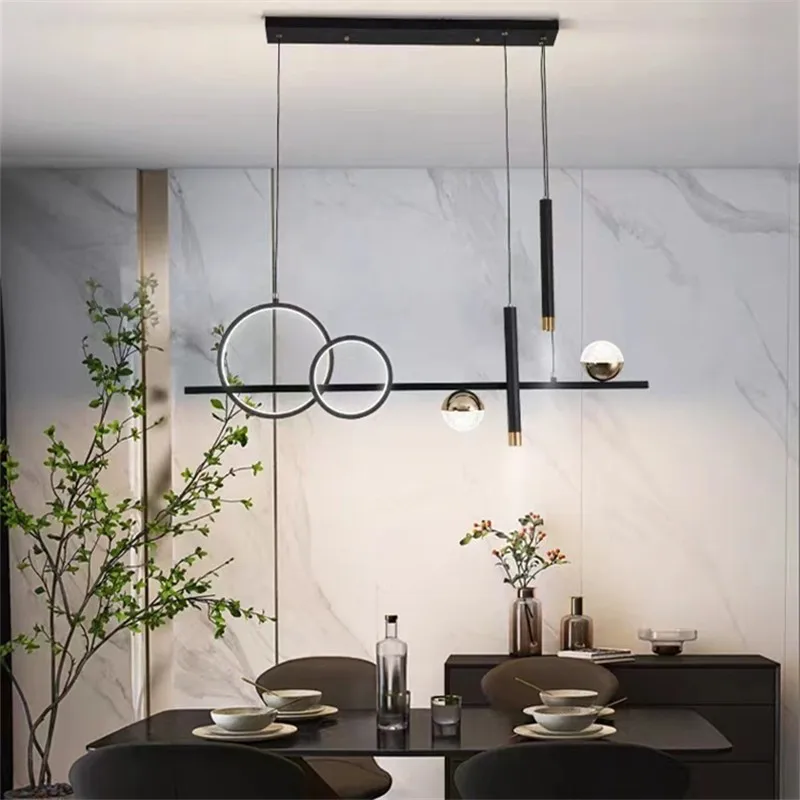 Modern black gold chandelier Minimalist Led spotlight with Remote Control  Kitchen Table Dining Room Office kitchen island Light