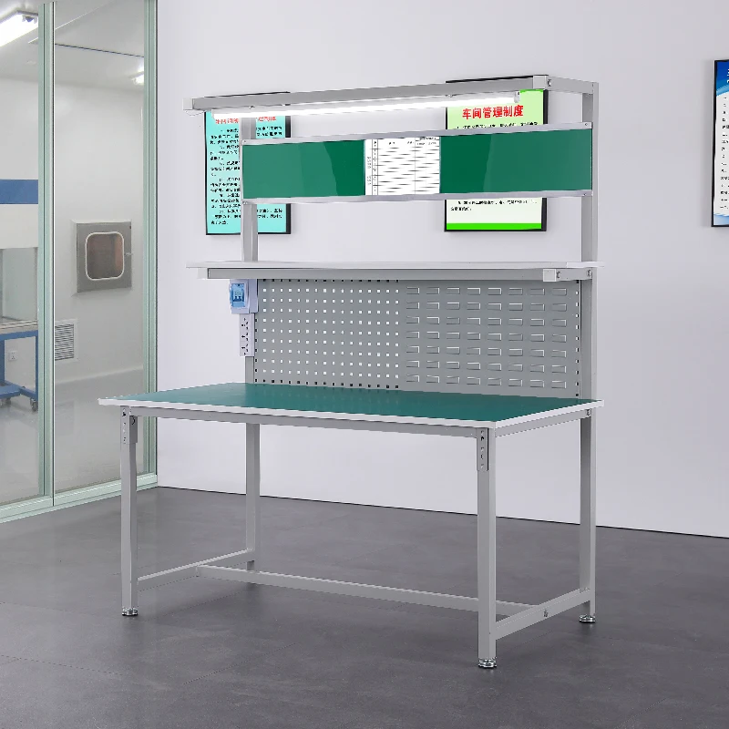 Single-sided anti-static workbench with lights, factory assembly line, dust-free workshop, inspection work table, mobile phone r