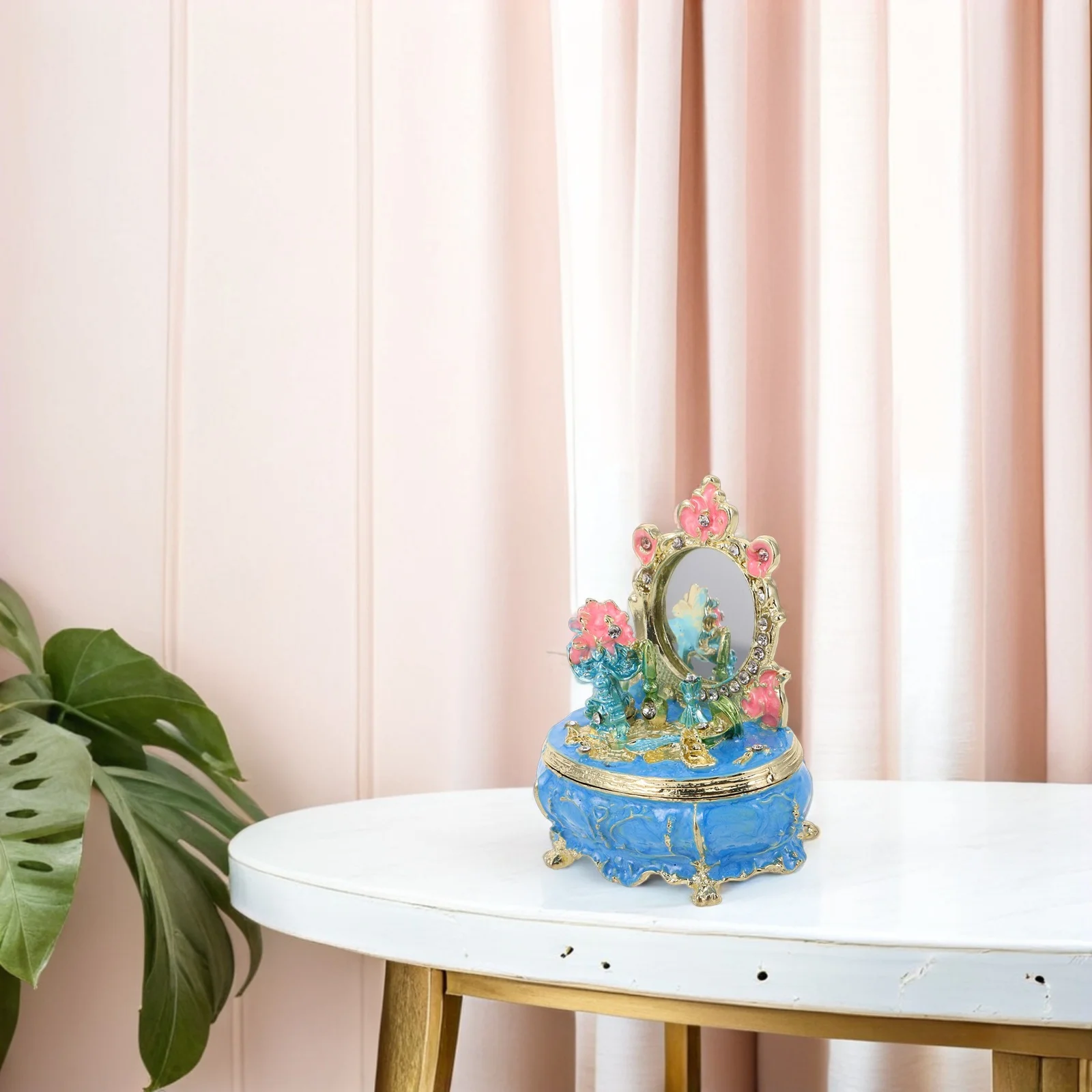 Enamel Trinket Box Hand Painted Jewelry Organizer Hinged Lid Keepsake Storage Jar For Women Girls Wedding Favor Candy