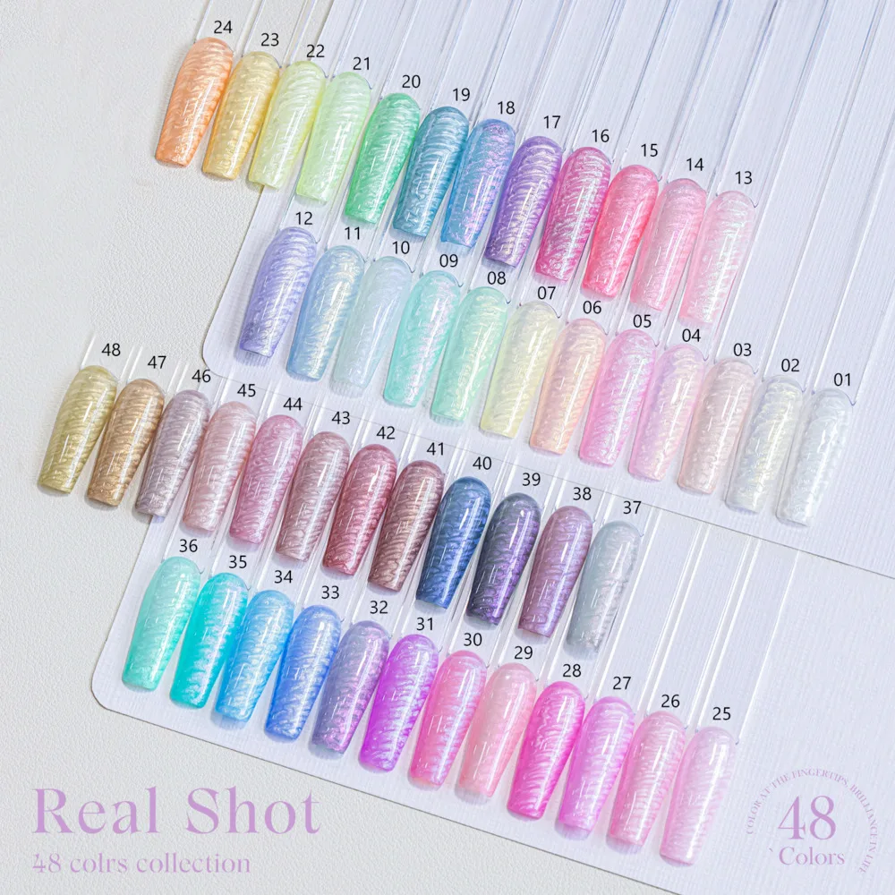 48PCS Glitter Gel Nail Polish Set Semi Permanent Immersion Gel With Color Card Sparkling Nail Art Varnish Set Salon Wholesale