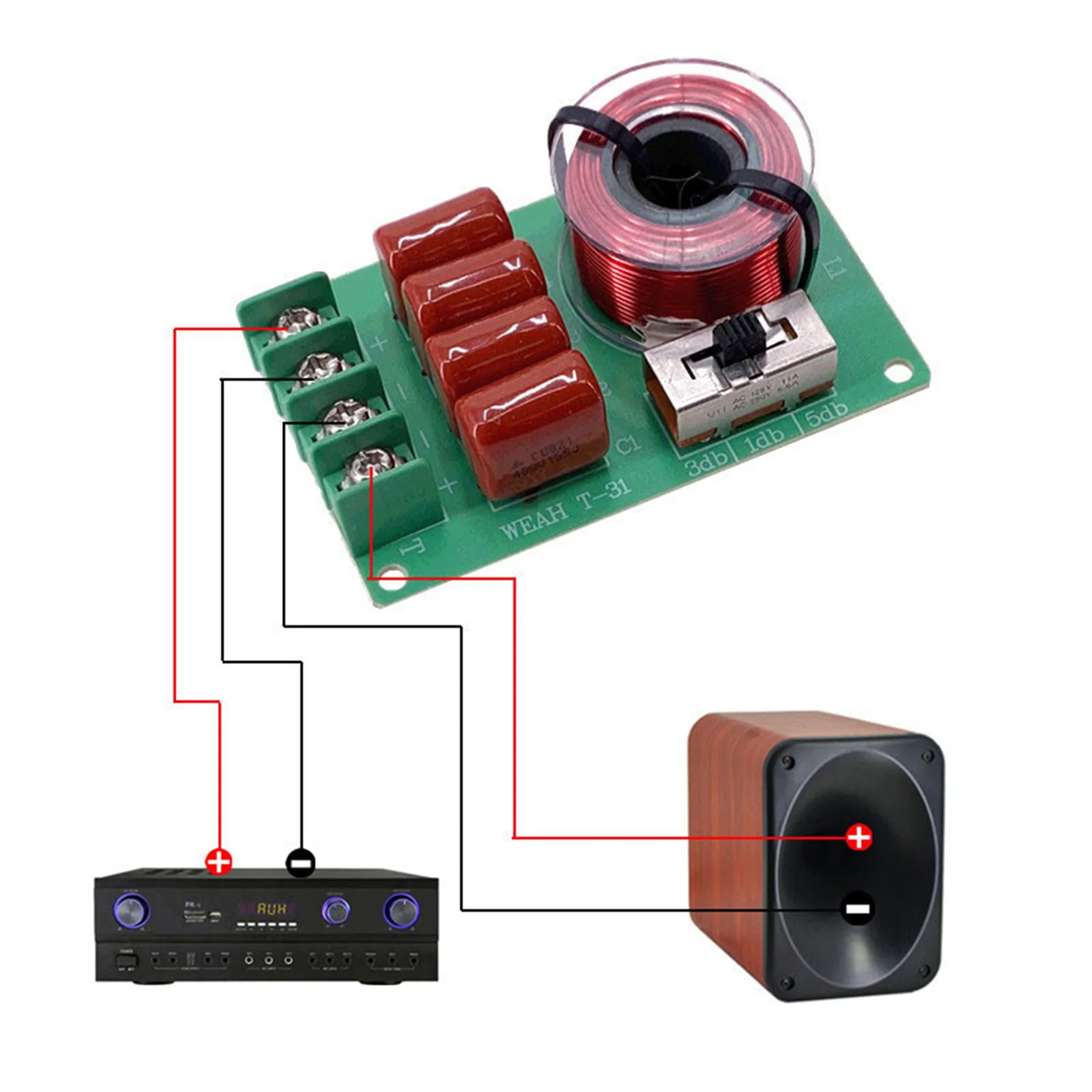 Hi-Fi Áudio Treble Bass Speaker, Frequency Divisor, filtros Crossover estéreo para 2-16Ohm Speaker