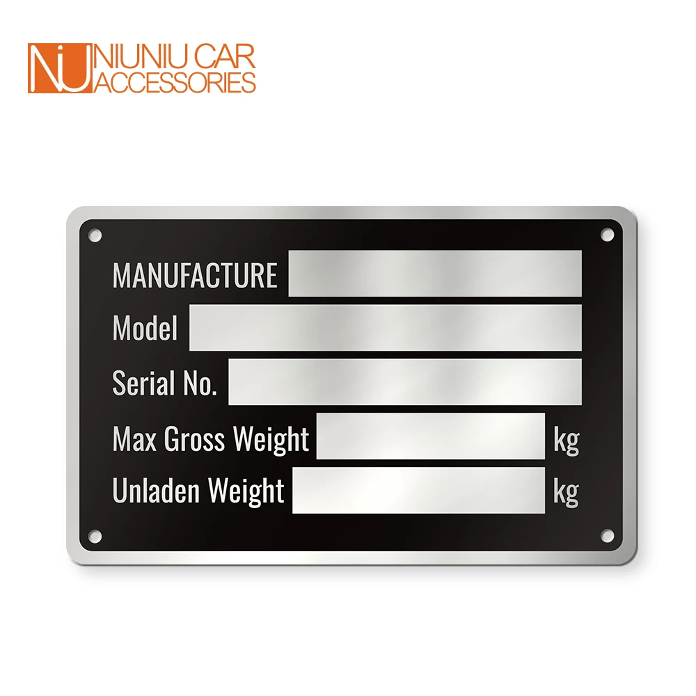 Blanco Of Gegraveerd Aluminium Trailer Id Tag Vin Plaat Seriële Gvwr Medische Rv Onderdelen Camper Accessoires