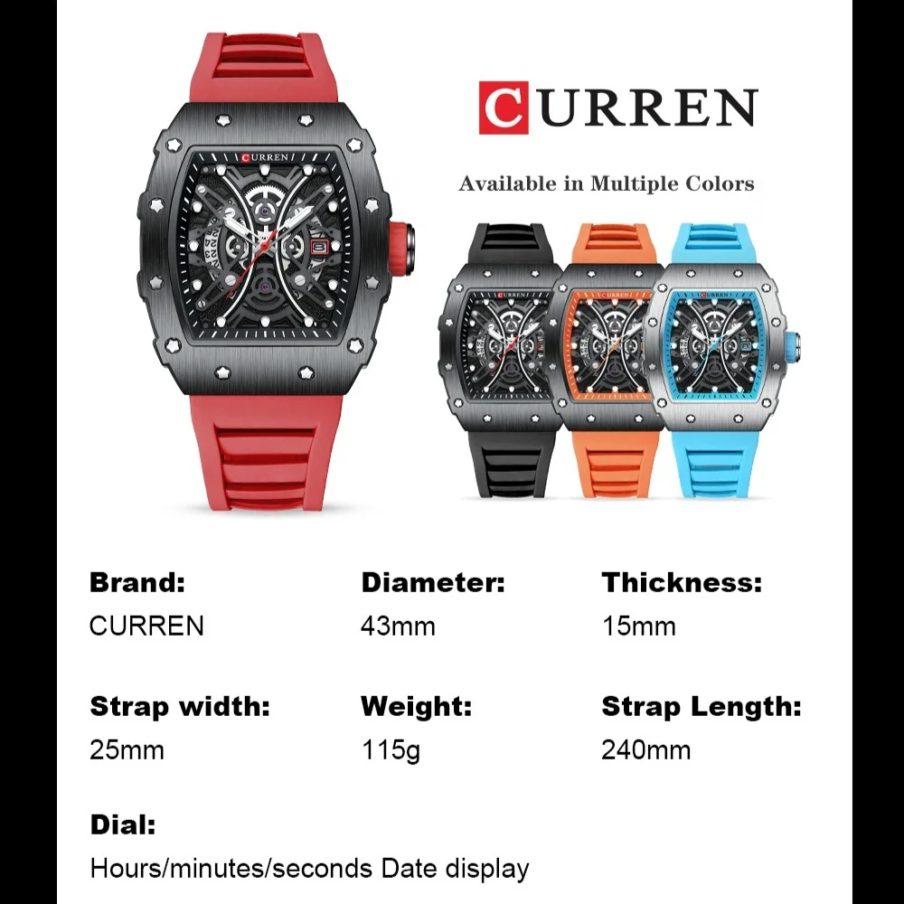 CURREN 8438 Men Quartz Stainless Steel strap Watches Waterproof Creative Clock Wrist watch calendar waterproof sports wristwatch view 6