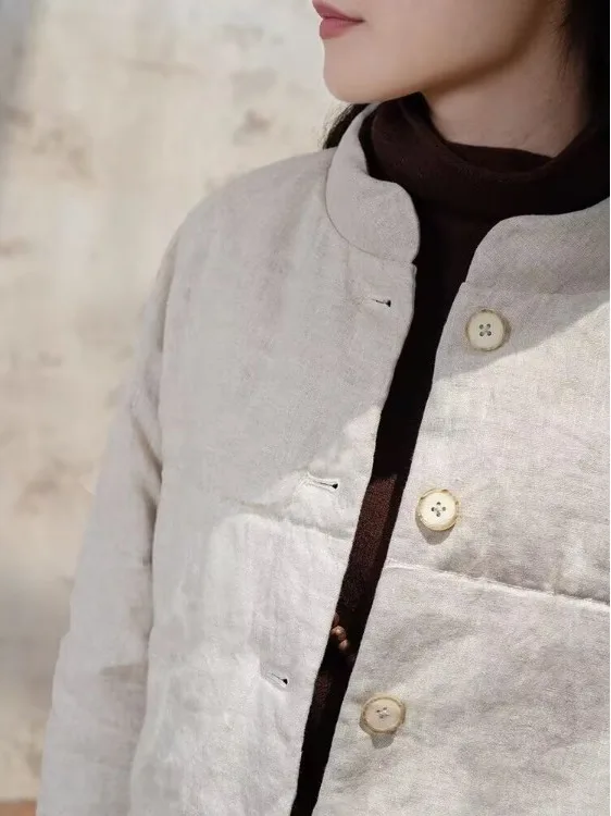 الشتاء المرأة Jaet Haax القطن قطرة المطر نمط الفني خمر ملابس خارجية Thiened طويلة Sve الحلو Sle معطف