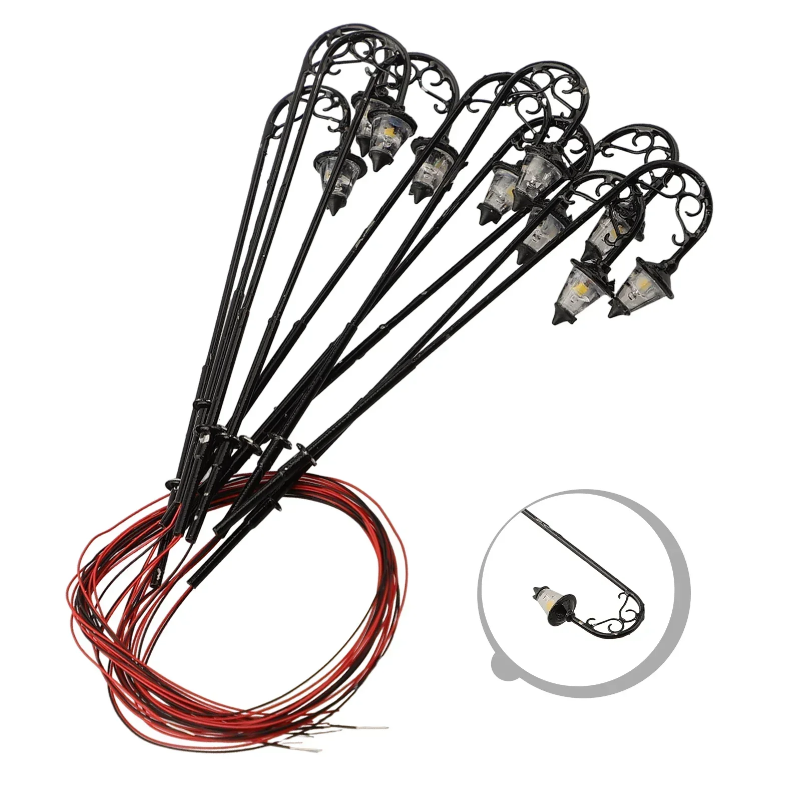 

10Pcs H0 Gauge 1:87 LED Park Lanterns Light Lamps 63mm Model Making Bonsai Building Complete Painted Light Garden Decoration 3V