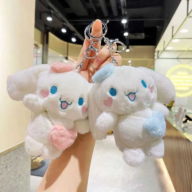 Llaveros de felpa de la serie Sanrio, bonitos juguetes colgantes de Cinnamoroll, Hello Kitty, Kuromi, My Melody, figuras Kawaii, muñeco de Peluche, regalos para niños