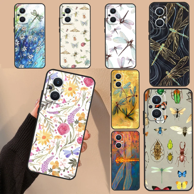 Dragonfly Insect Pattern Case For OPPO Reno 4Z 5Z 2Z 8T 4 5 6 7 8 Lite OPPO Find X2 X3 Lite Neo X6 X5 Pro Back Cover