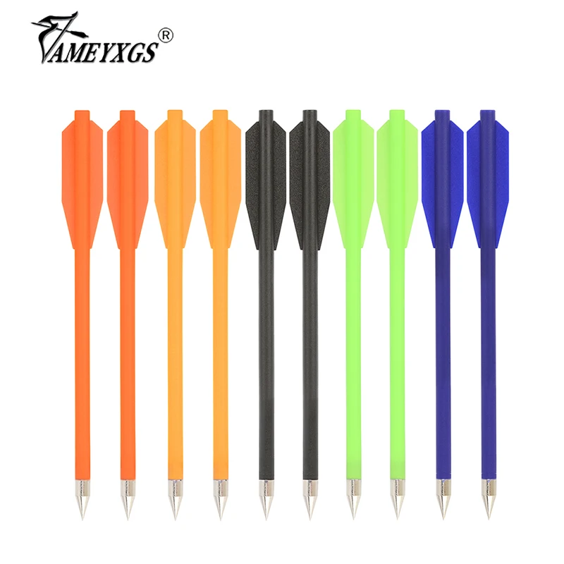 

12pcs Archery Crossbow Arrow 2inch Vanes Solid Plastic Shaft Iron Arrowhead Crossbow Bolts for Bow Hunting Archery Shooting