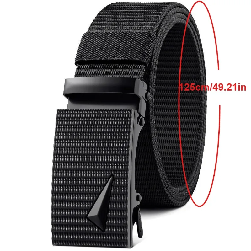 Korean Fashion Belt Men's Solid Color Automatic Buckle Canvas Nylon Belt Outdoor & Military Training Premium Nylon Belt
