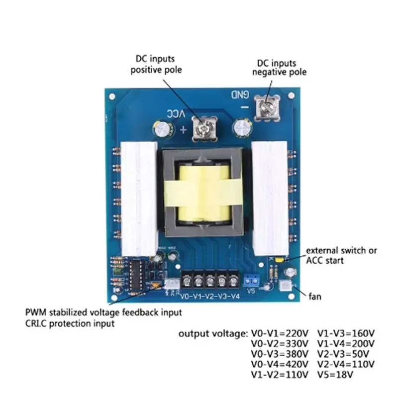 L77A DC 12V TO AC 220V 380V 500W 1000W Inverter Boost Board Transformer Power Car Converter Module(1000W)