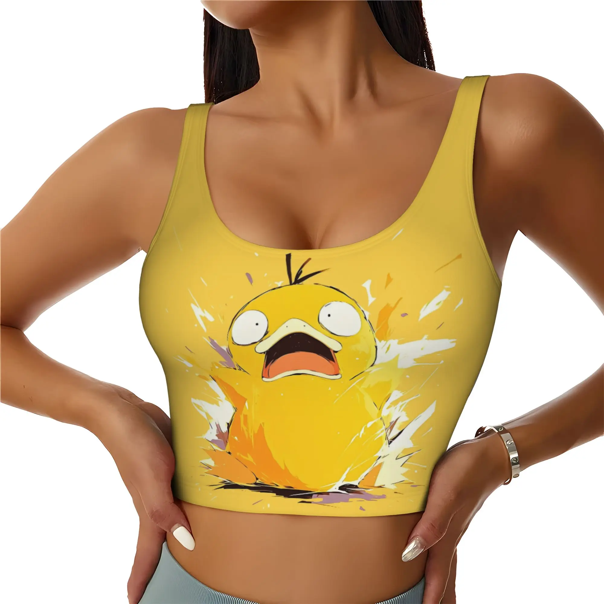 Custom P-Psyducks Workout Crop Tank Tops for Women Seamless Duck Anime Running Yoga Sports Bras