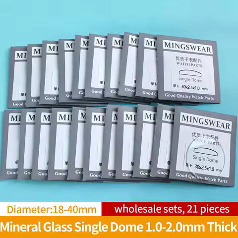 21 pcs Single Dome Mineral Glass Set Wholesale Domed Front Crystal 1.0 1.2 1.5 2.0mm Thick Watches Repair Shop Tools Watch Parts
