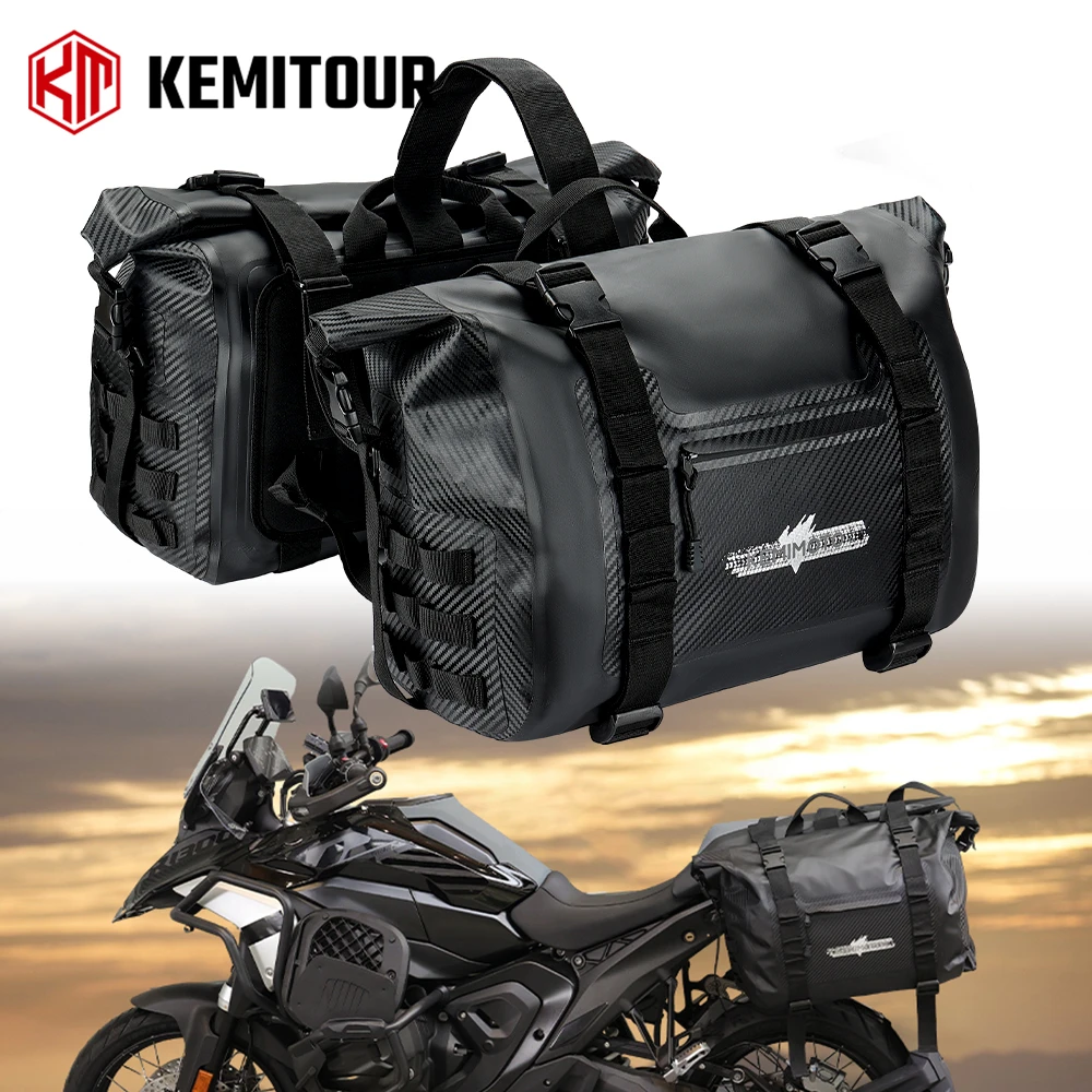 

50L Large Capacity Motorcycle Saddlebags for Travel Camping Waterproof PVC Side Bags for Suzuki V-Strom 650 DL650 DL 1000 DR650