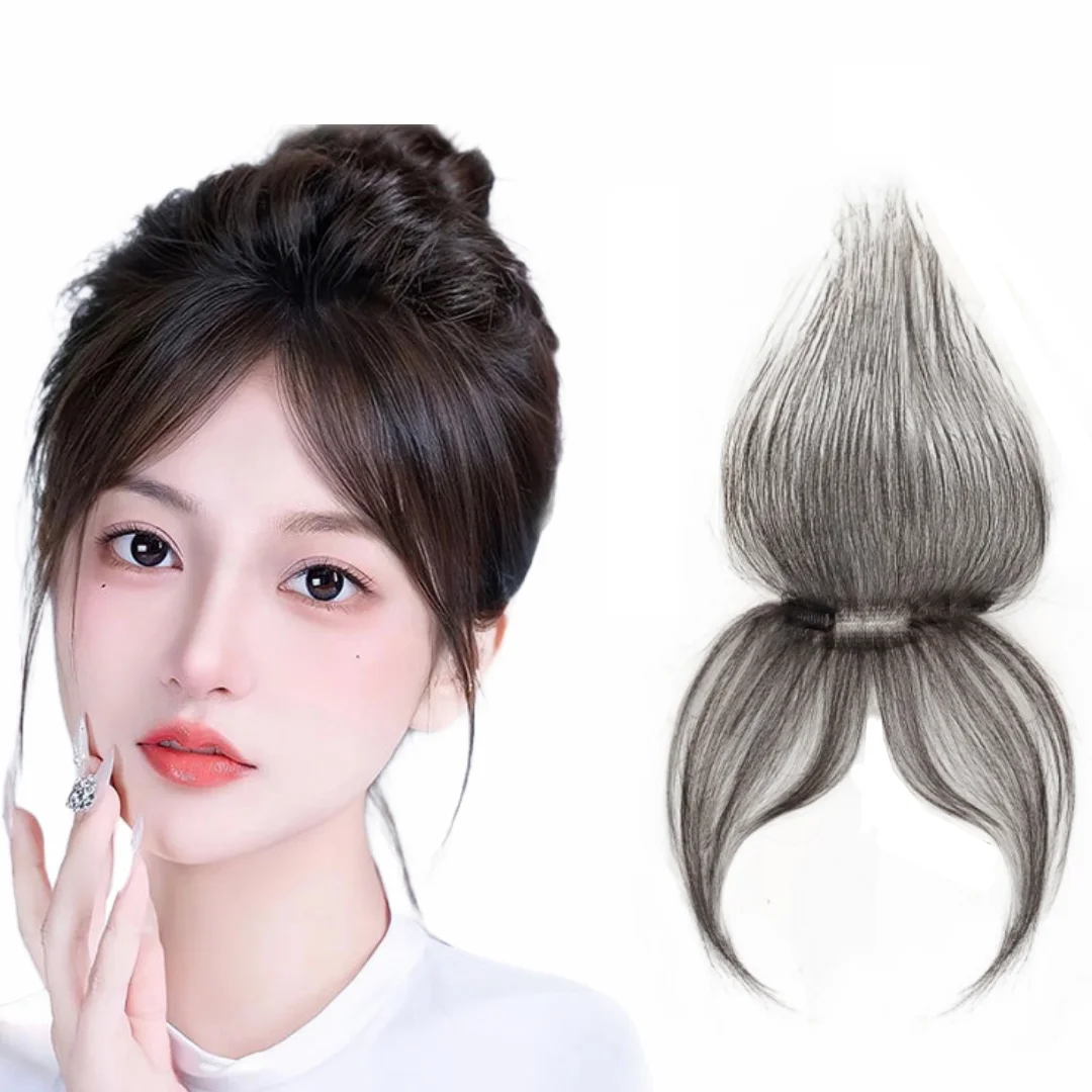 12x2cm Upgraded 100% Human Hair Baby Hair Korean style Side Bangs Hairpieces Extensions Natural Fringe Fake Bangs for Girl