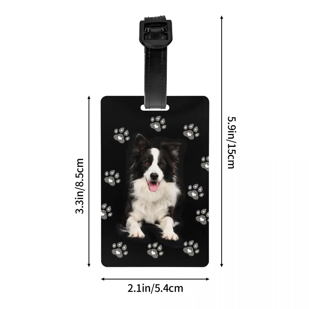 Border Collie Paws Étiquettes à bagages personnalisées, étiquettes d'identification, couverture de confidentialité, chien, chiot, amoureux