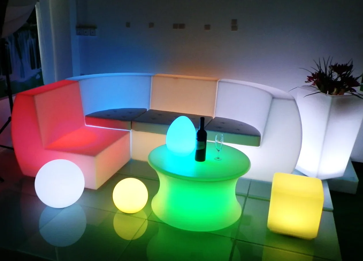 Waterproof modern led furniture plastic luminous glow light illuminated led sofa bar furniture