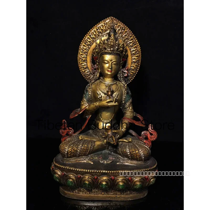 

22cm pure copper painted antique bronze artifact Vajrasattva Tibetan Buddha