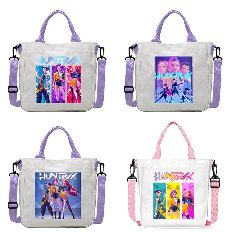 

KPop Demon Hunters Canvas Women's Handbags Anime Cartoon Saja Boys Print Square Crossbody Bag High Quality Fashion Shoulder Bag