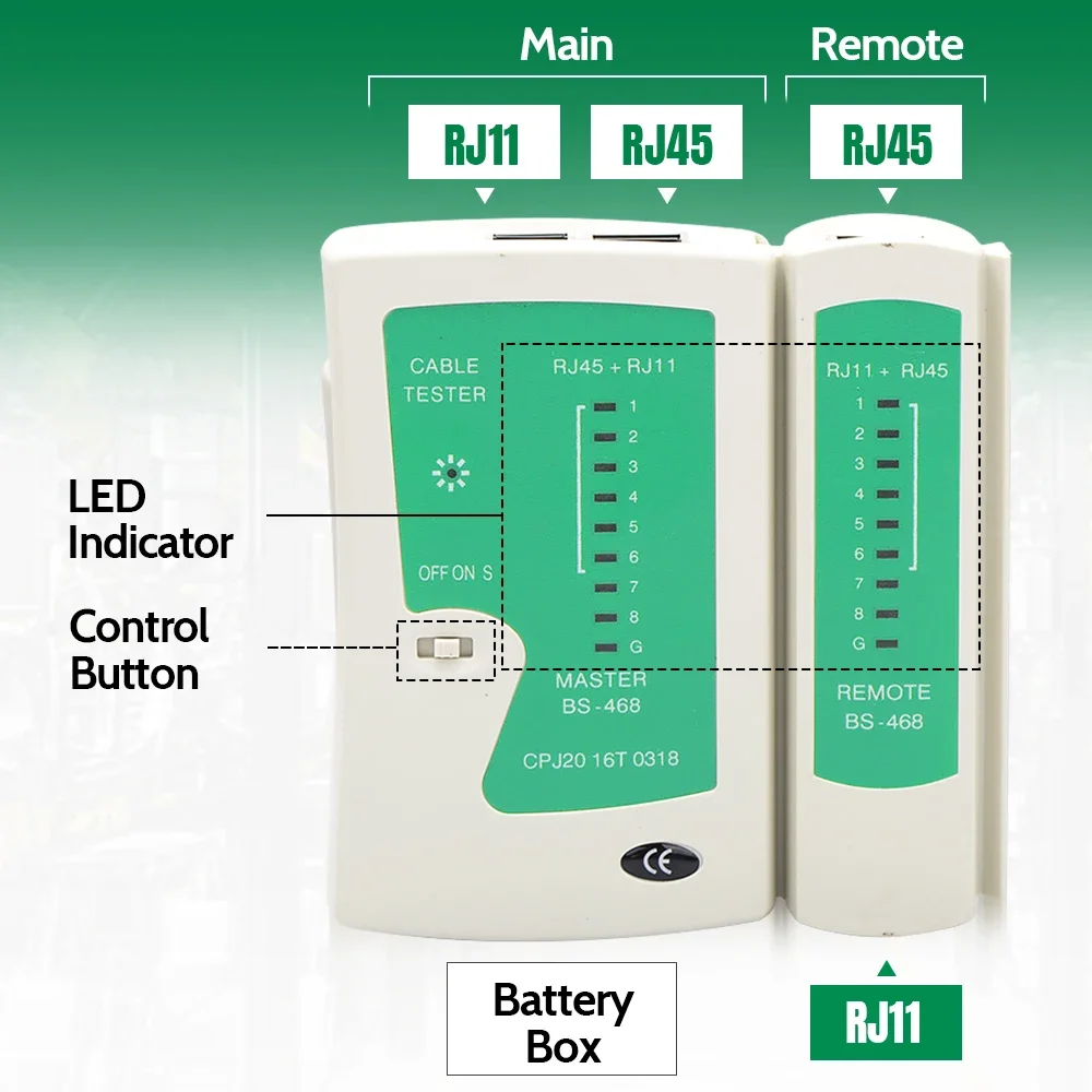 เครื่องทดสอบสายเคเบิลเครือข่าย AMPCOM 3 ชิ้นชุดเครื่องมือทดสอบสำหรับ LAN Cat5e/6/6A/7/8 สายอีเธอร์เน็ตและ RJ11/RJ12 สายโทรศัพท์