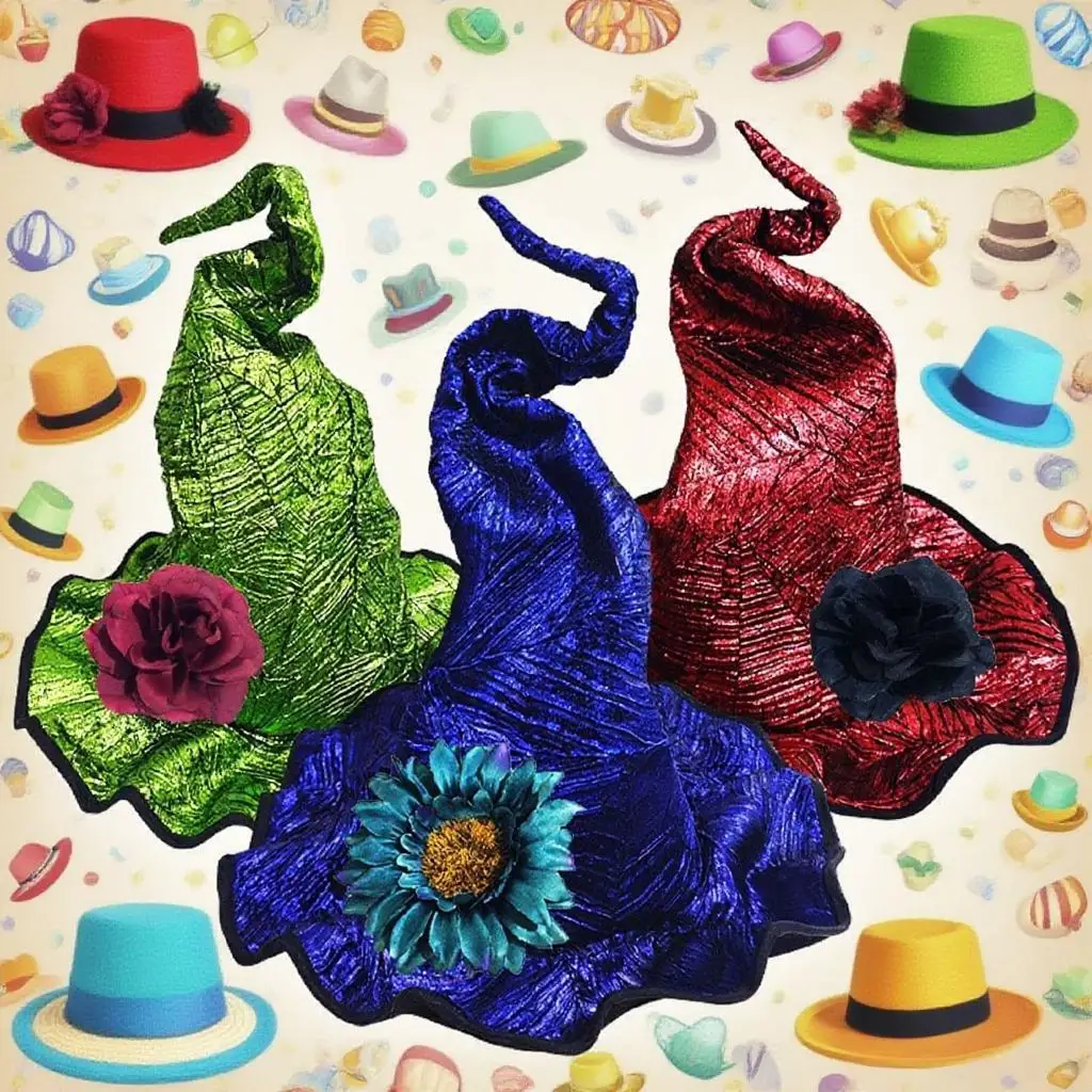 

Женская новинка, популярная шляпа ведьмы, уникальный цветочный дизайн и классические изысканные кепки острого формы, поставка украшений для семейной вечеринки