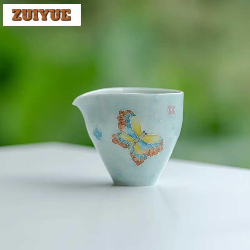 150ml Handmade Arita Porcelain Tea Pitcher Ancient Hand Drawn Butterfly Cha Hai Household Justice Cup Coffee Cha Teaset Supplies