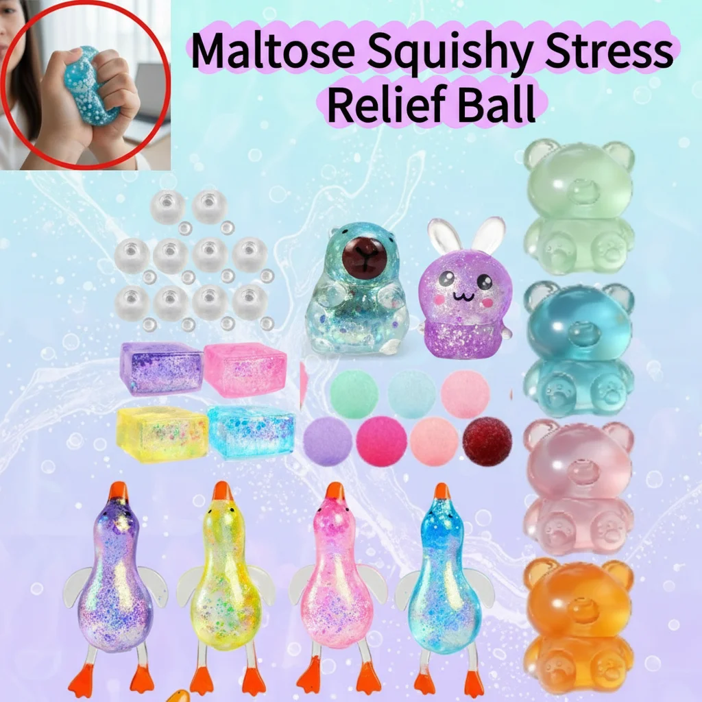 Mehrfarbiger Langsam Zurückfedernder Enten-Stressball mit Maltose-Textur Fidget-Spielzeug aus Hochwertigem Weichem TPR-Material für Langlebigen Gebrauch