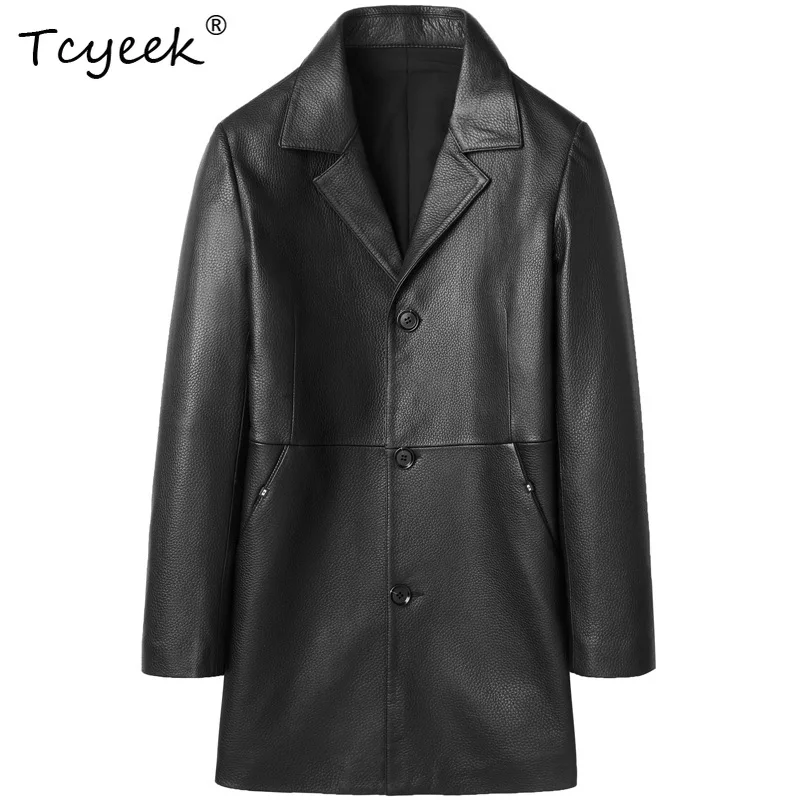 

Tcyeek Real Goatskin Spring Autumn Trendy Casual Black Suit Collar Men's Genuine Leather Jacket Jaqueta De Couro Masculina 가죽자켓