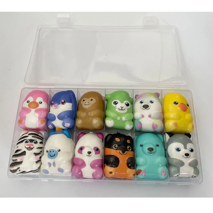 POWLYB 90 Squishies Animaux Kawaii – Mochi Squeeze Slow Rising, Anti-Stress, Emballage Individuel, Cadeau Anniversaire/Noël (Styles Aléatoires)