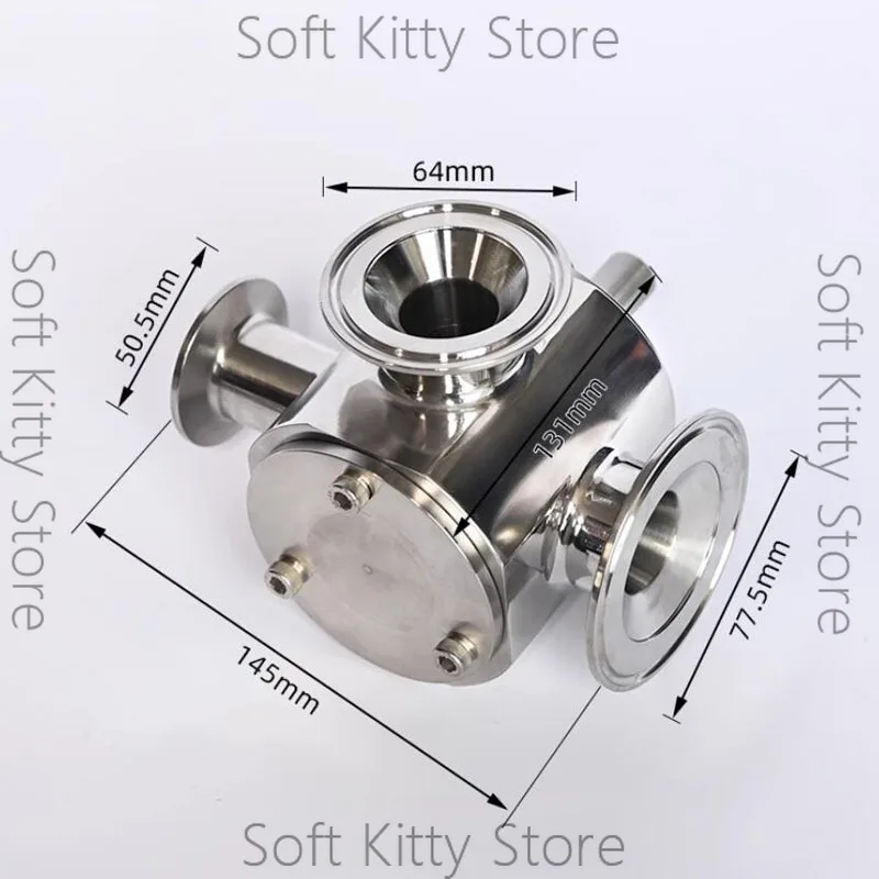 Stainless Steel filling Machine Accessories, Diameter 25MM - Pneumatic filling Machine Three-Way Rotary Valve