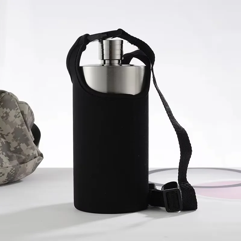 304 Stainless Steel Wine Bottle Thickened Big Capacity 1L 2L Cylindrical Russian Portable Creative Round White Hip Flask