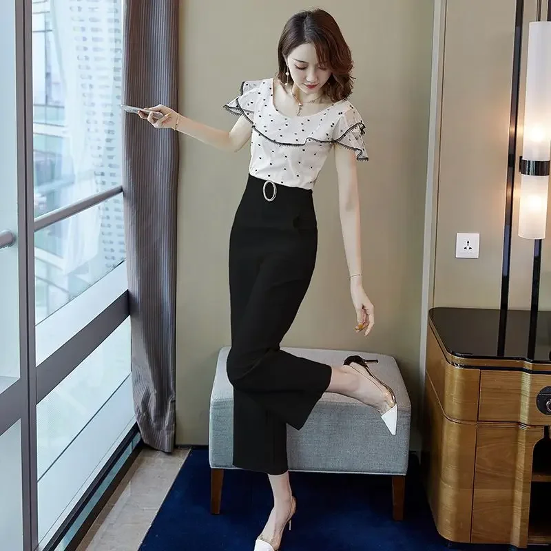 

Лето 202. Брюки женские. Стильная одежда. Тенденция шикарных и элегантных. Дешевые роскошные корейские стильные комплекты брюк для женщин из 2 предметов.