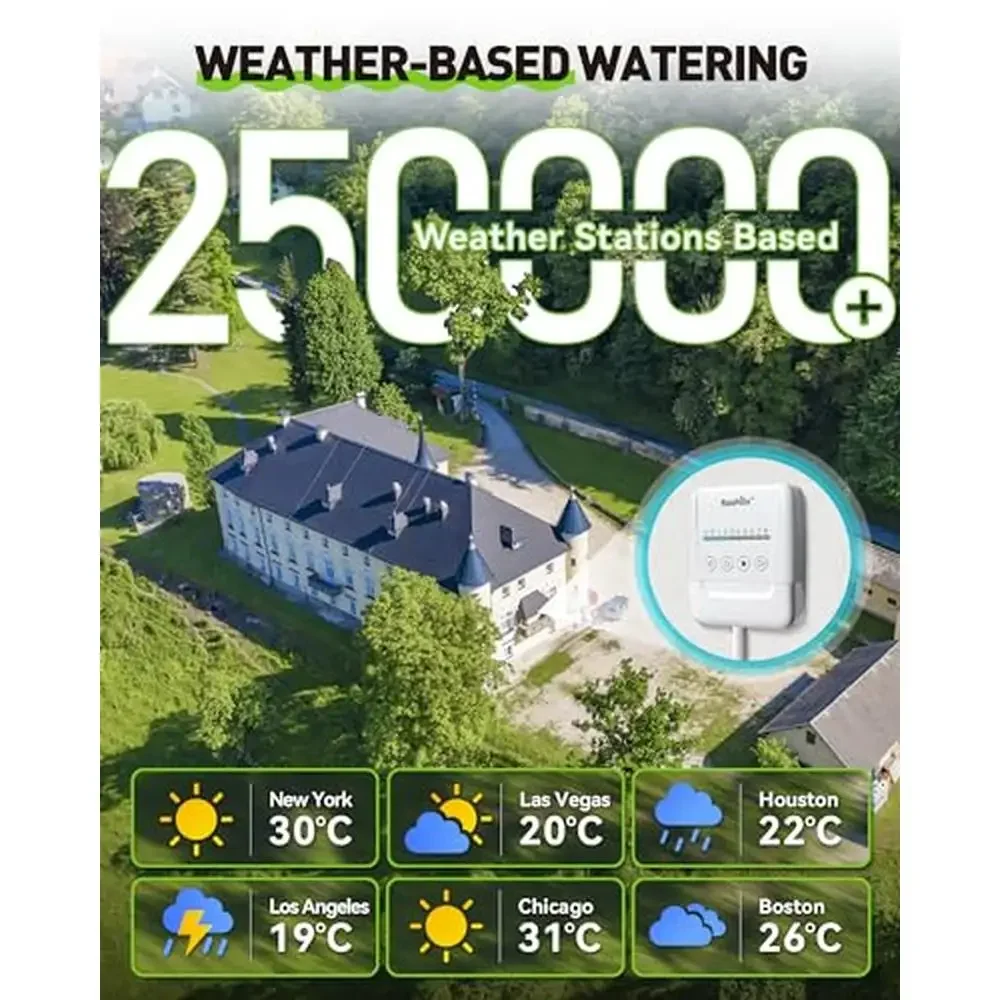 Zone Smart Sprinkler Controller Weather-Based Watering WiFi System Control APP Easy Install 8 Zone 24VAC 0.8A Transformer 1