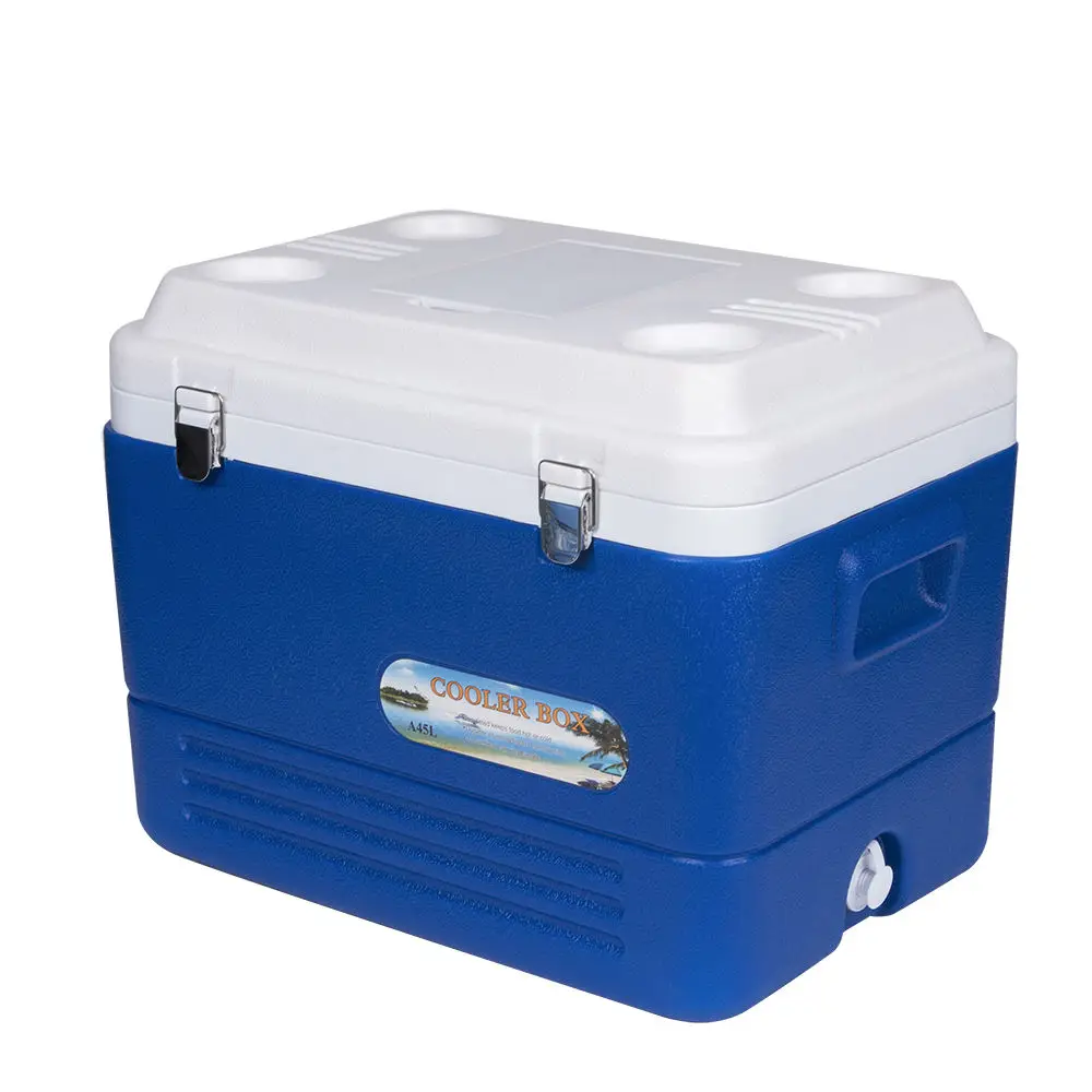 Modern 45L Portable Molded BPA Free Plastic Foam Insulated Reusable Ice Cooler Box for Food Outdoor