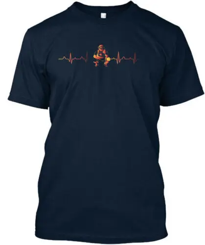 

Sport Baseball Catcher Heartbeat T-Shirt Made in the USA Size S to 5XL