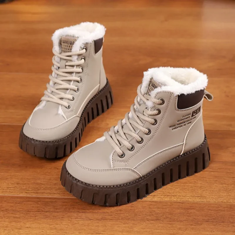 

Winter Women Snow Boots 2024 New Waterproof High Top Platform Cotton Shoes Plush Warm Height Increasing Ankle Boots Botas Mujer