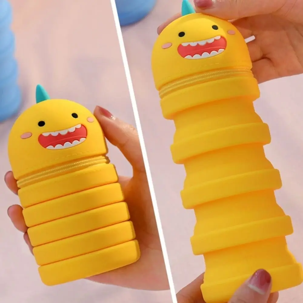 3D Little Dinosaur Pencil Case Waterproof Kawaii Silicone Stationery Box Large Capacity Cute Coin Purse Desktop Storage