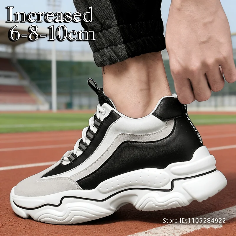 

New spring fashion elevator shoes invisible inner heightening sneakers breathable rubber sole casual heightening sneakers