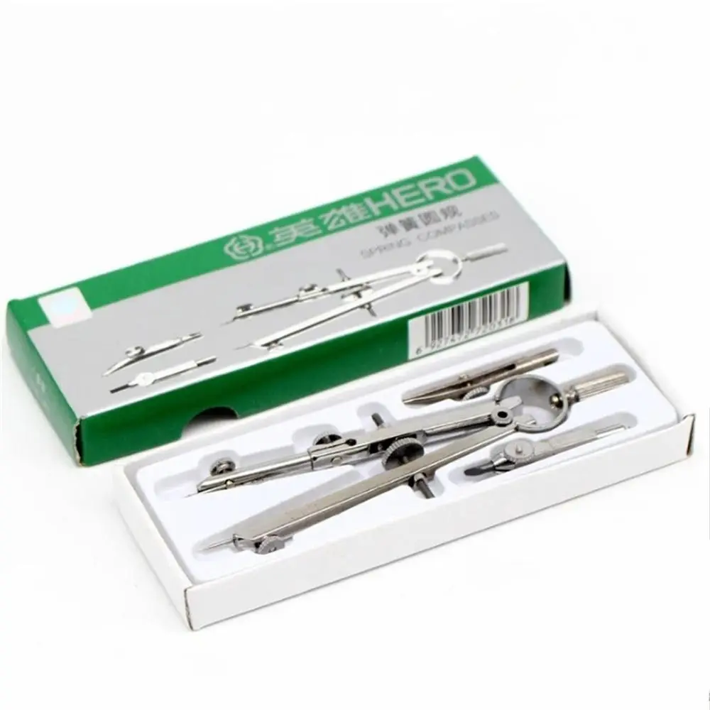 High Precision Compass Protractor Silver Geometry Spring Compasses Professional Engineering Drawing Tool With Lock