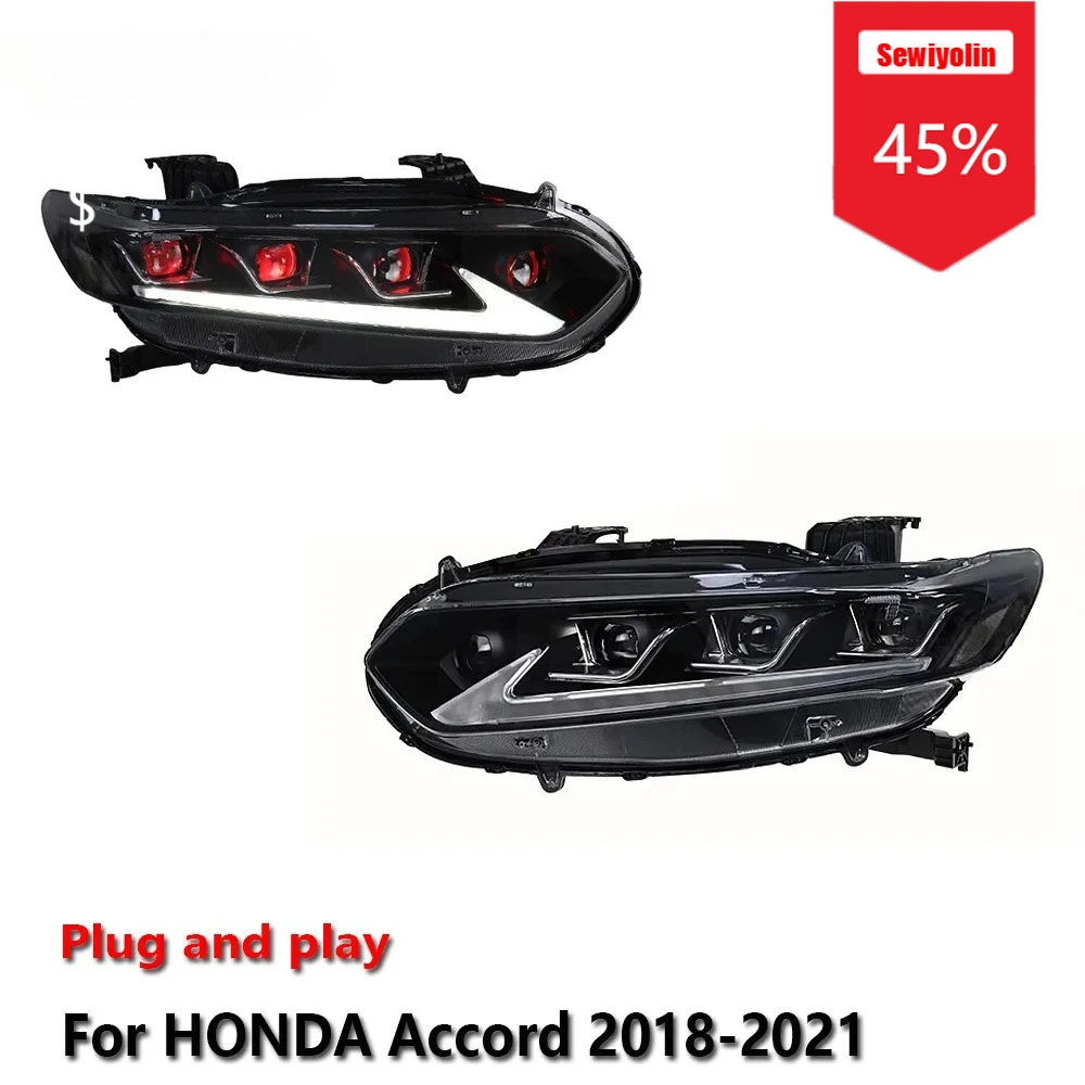 

Автомобильные светодиодные фары Sewiyolin в сборе для HONDA Accord 2018-2021, противотуманные фары DRL, стоп-сигналы поворота, Plug and Play