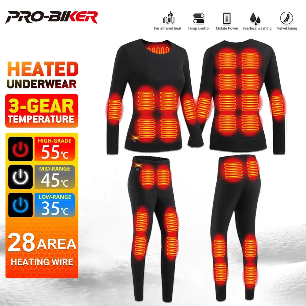 

Winter Heating Underwear Set Women's Warm Jacket Ski Fluffy Lining Warm Tank Top USB Charging