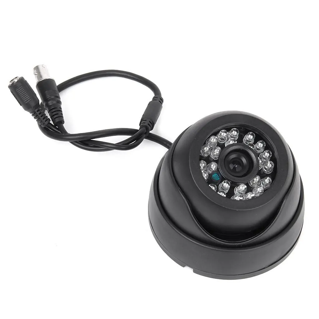 Black Surveillance Camera PAL 1/3" CMOS 700TVL 24 LED IR Cut 3.6mm Security Indoor Dome CCTV Camera